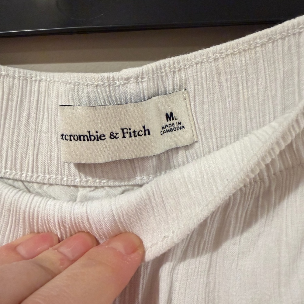Elastic-Waist Wide Leg Pants - White - Picture 10 of 16